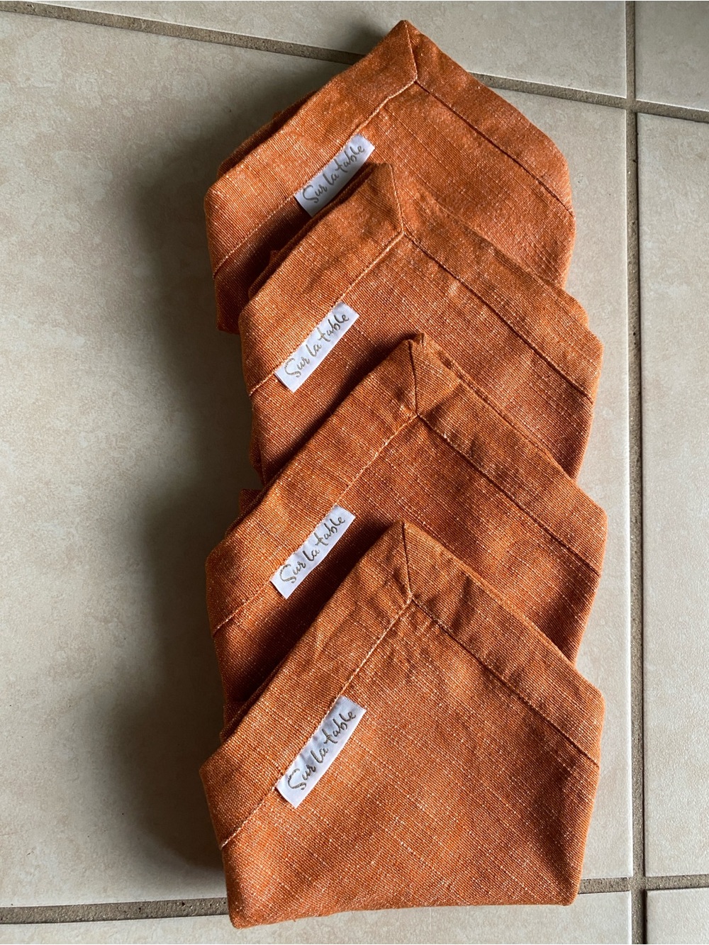 Fall Orange Linen Napkin Set of 4